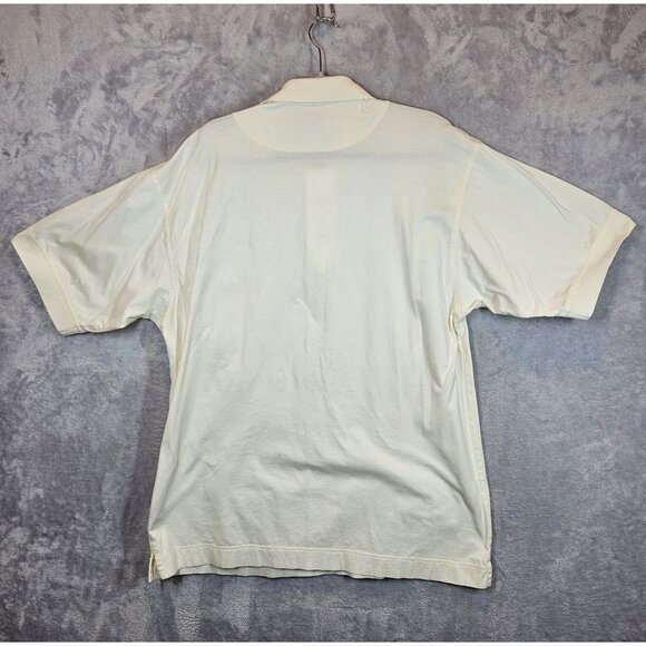 Cutter & Buck Mens L Ivory Short Sleeve Polo Shirt Cotton office Golf classic - Picture 2 of 8
